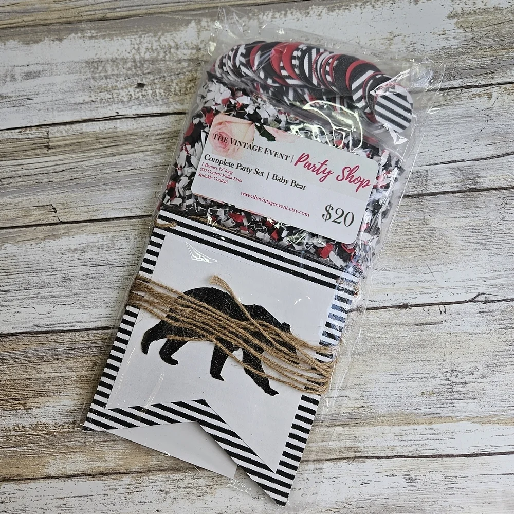 Baby Bear- Black and White Bear Party Banner Set